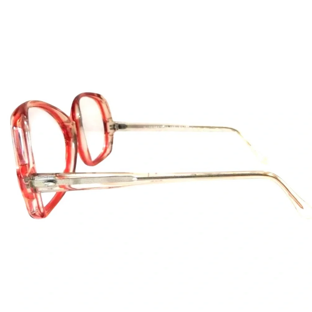 1980’s Vintage Red & Clear Oversized Eyeglasses with Cutouts, Unworn/Deadstock